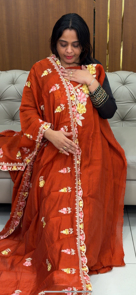 MUL CHANDERI UNSTITCHED SALWAR SUITS - IHA 29082