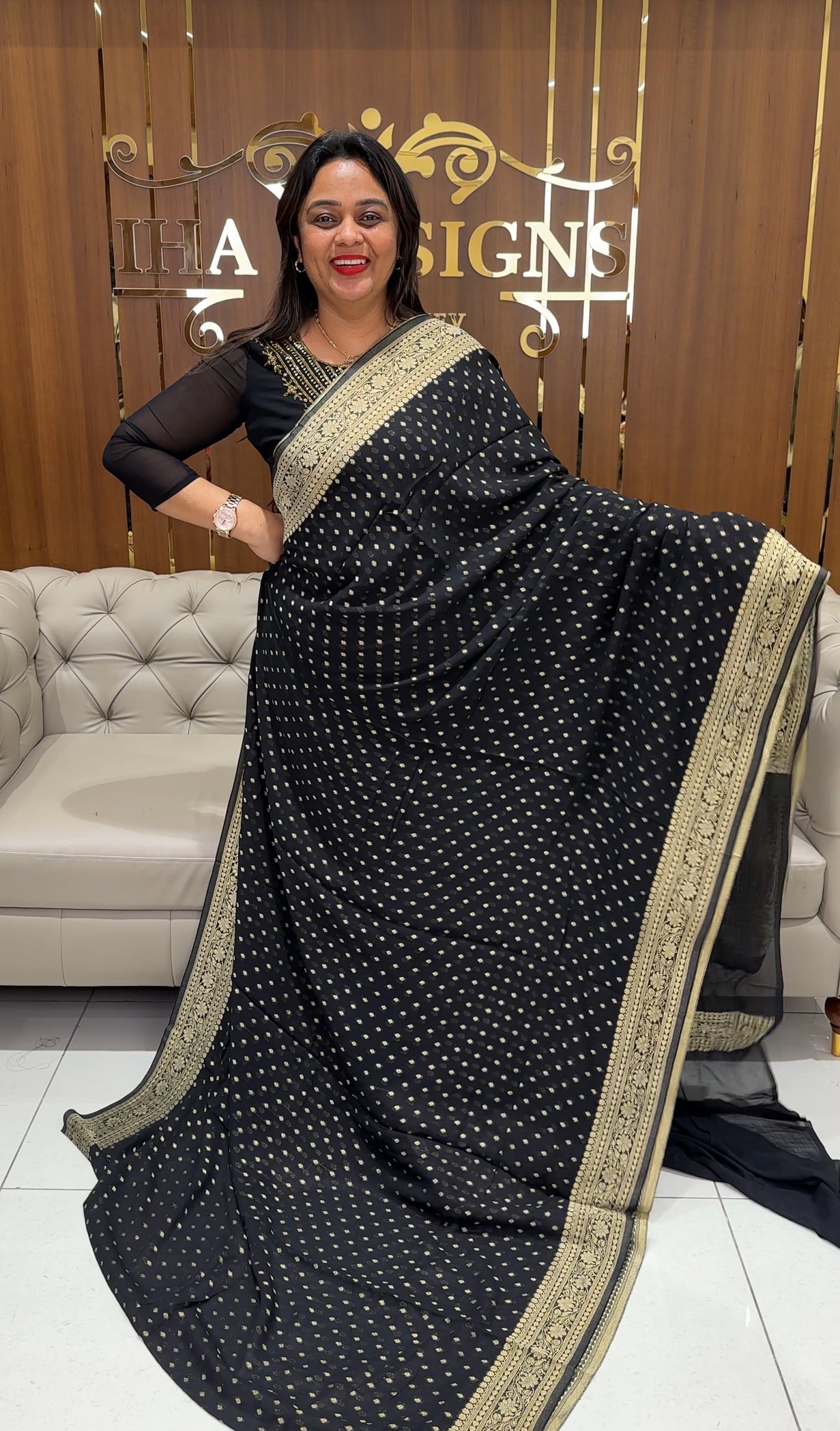 VISCOSE GEORGETTE SAREES - IHA 24343