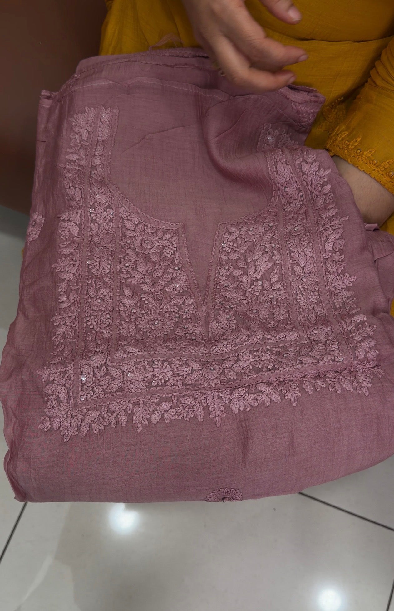 LUCKNOWI CHIKANKARI UNSTITCHED SALWAR SUITS - IHA 34724