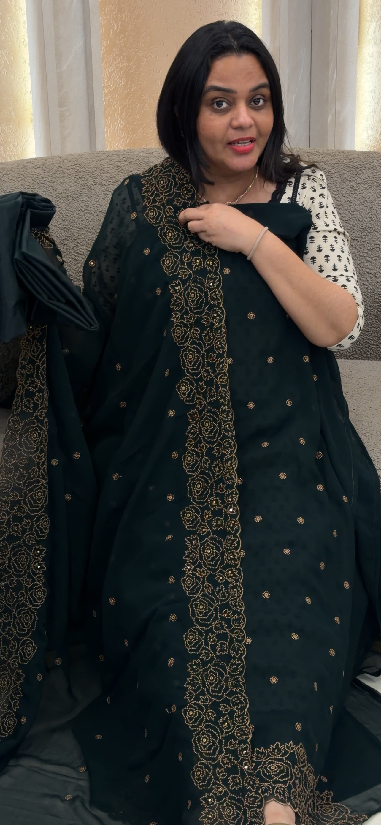 FAUX GEORGETTE UNSTITCHED SALWAR SUITS - IHA 33696