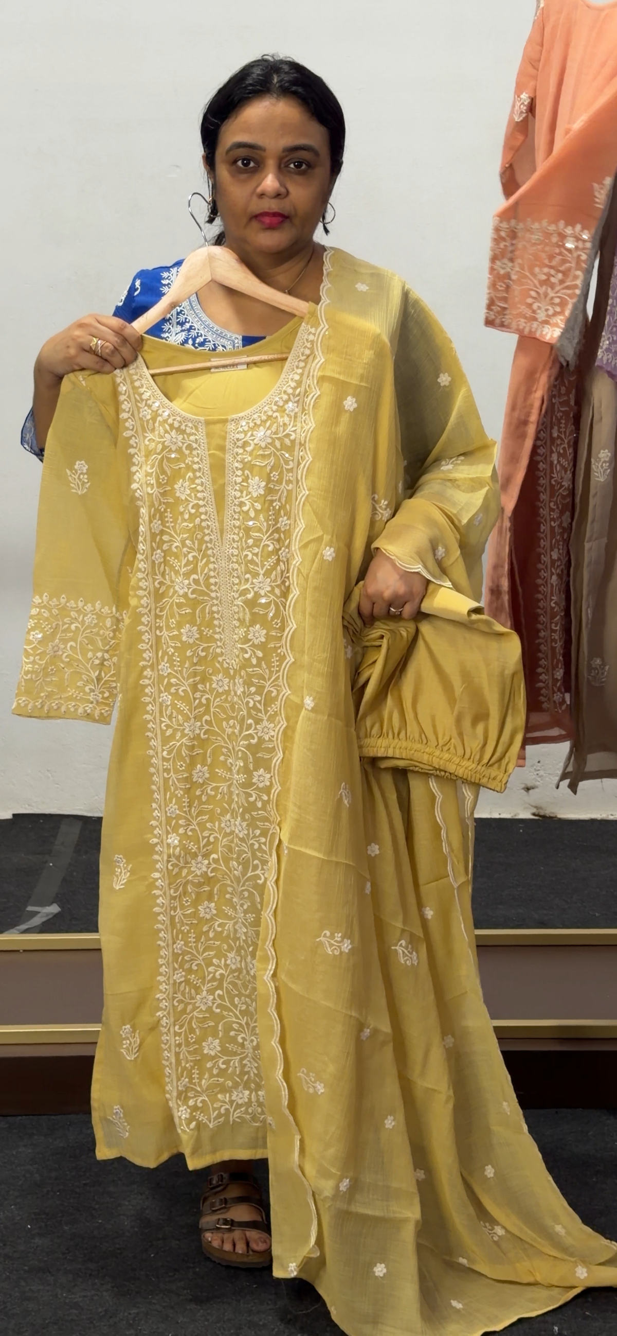 CHIKANKARI TOP, BOTTOM AND DUPATTA  - IHA 36065