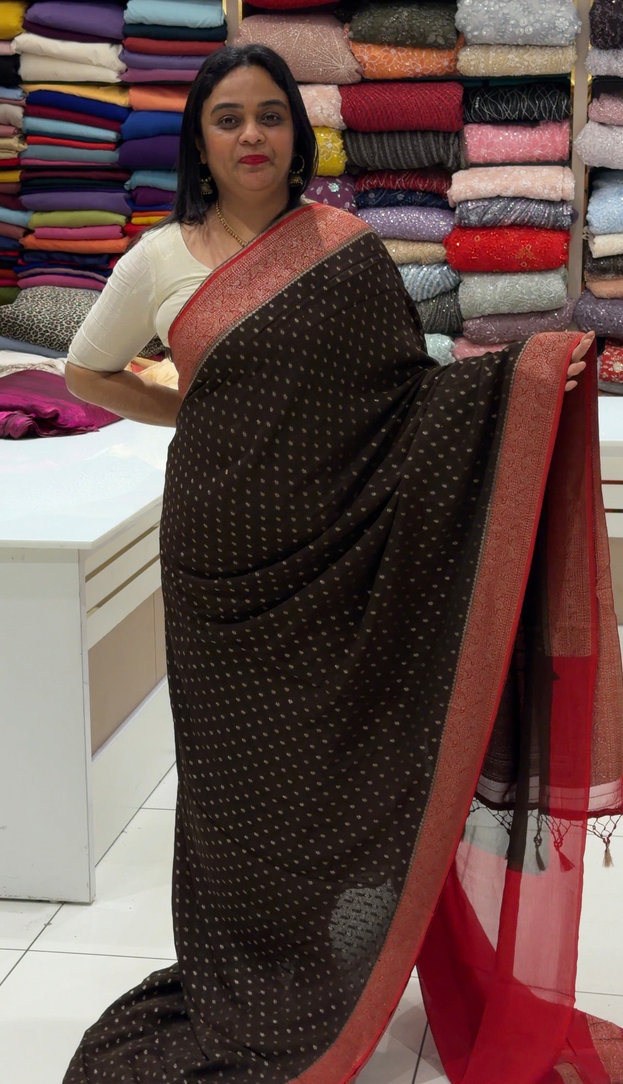 GEORGETTE BANARASI SAREES - IHA 34006