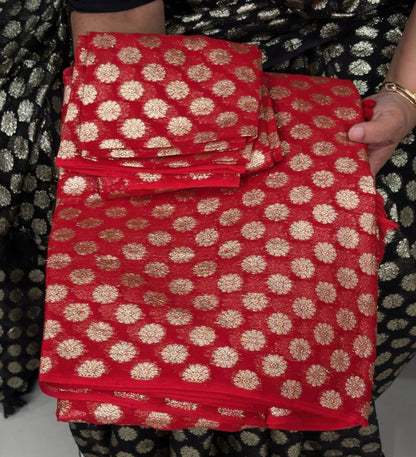 GEORGETTE BANARASI SAREES - IHA  28948