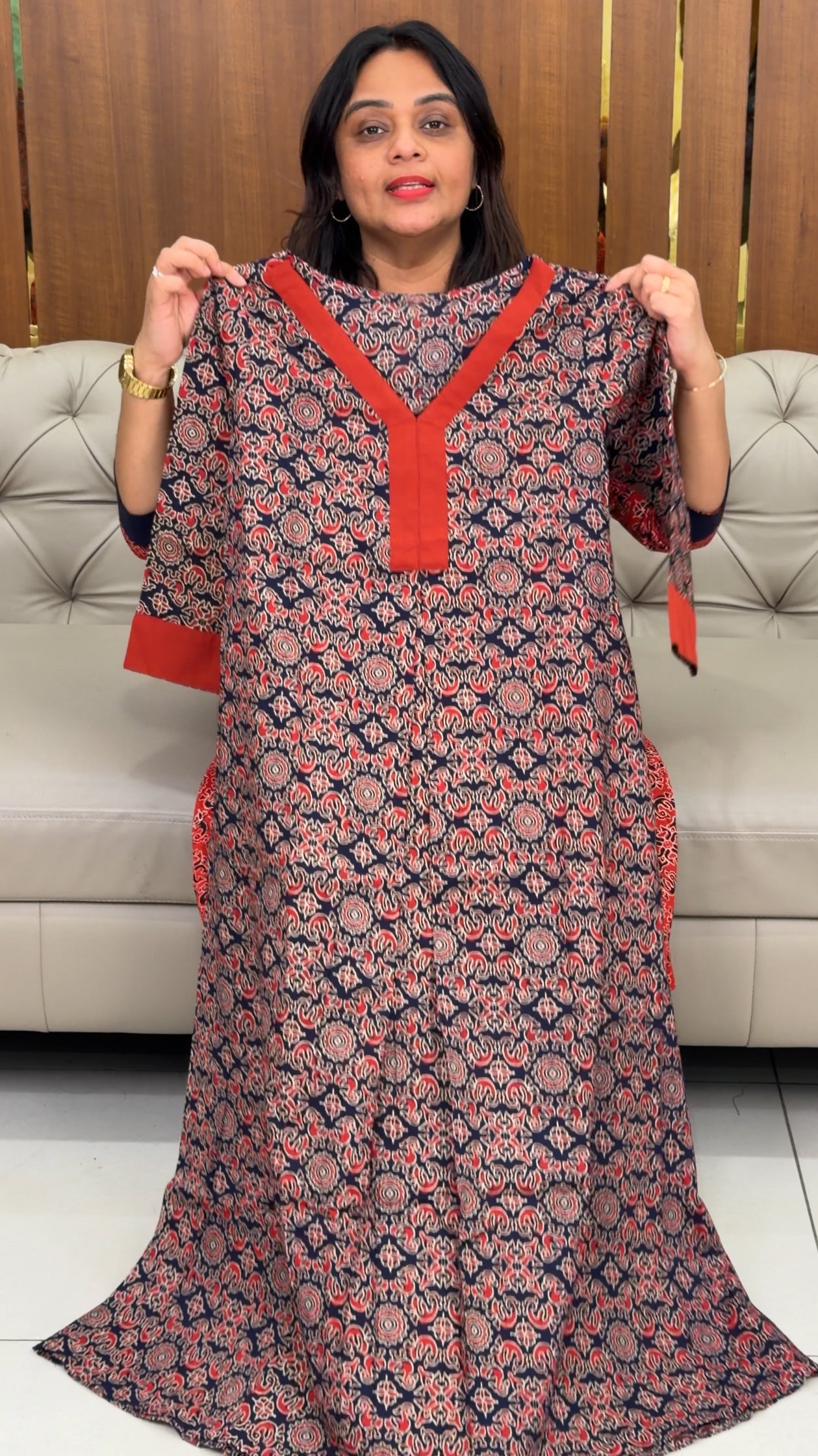 IHA'S IN-HOUSE AJRAK PRINTED ALINE TOPS - IHA 29733