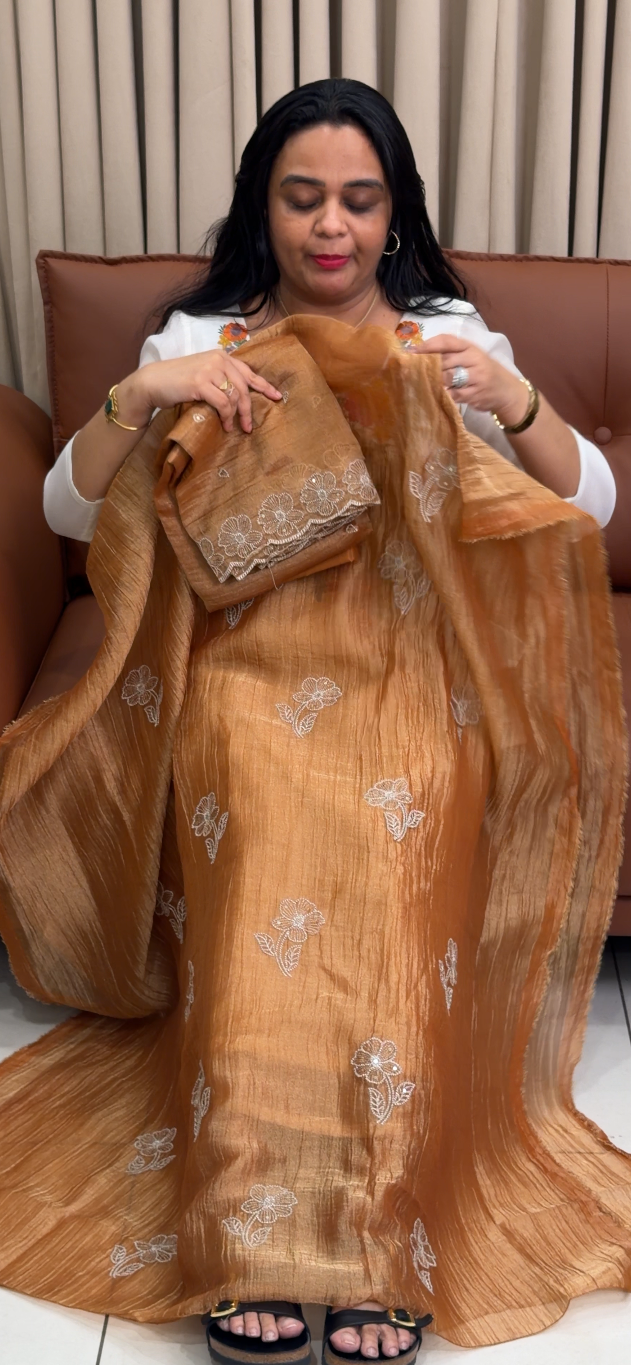 CRUSHED BANARASI TISSUE UNSTITCHED SALWAR SUITS - IHA 34894