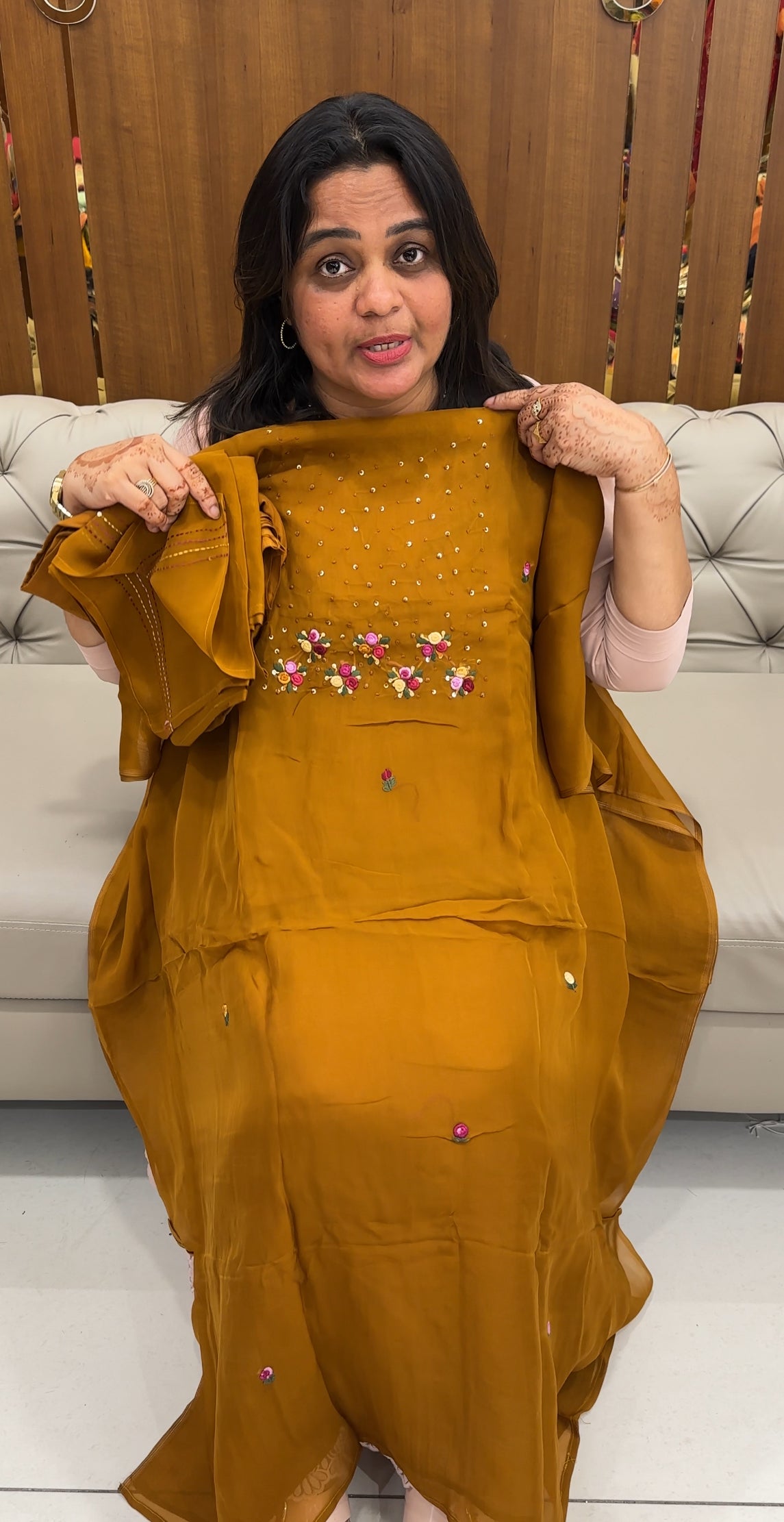 VISCOSE ORGANZA UNSTITCHED SLWAR SUITS - IHA 27585