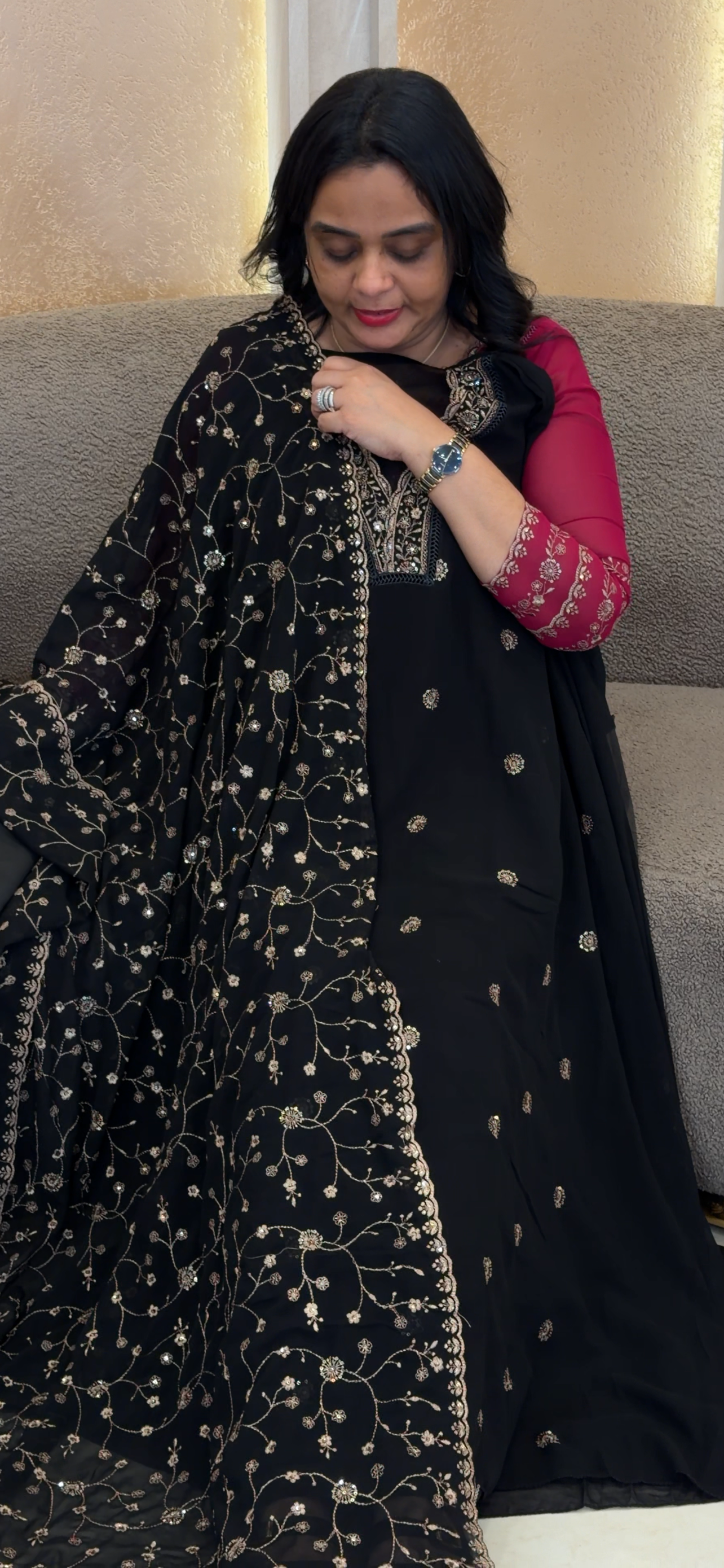 GEORGETTE UNSTITCHED SALWAR SUITS - IHA 35074