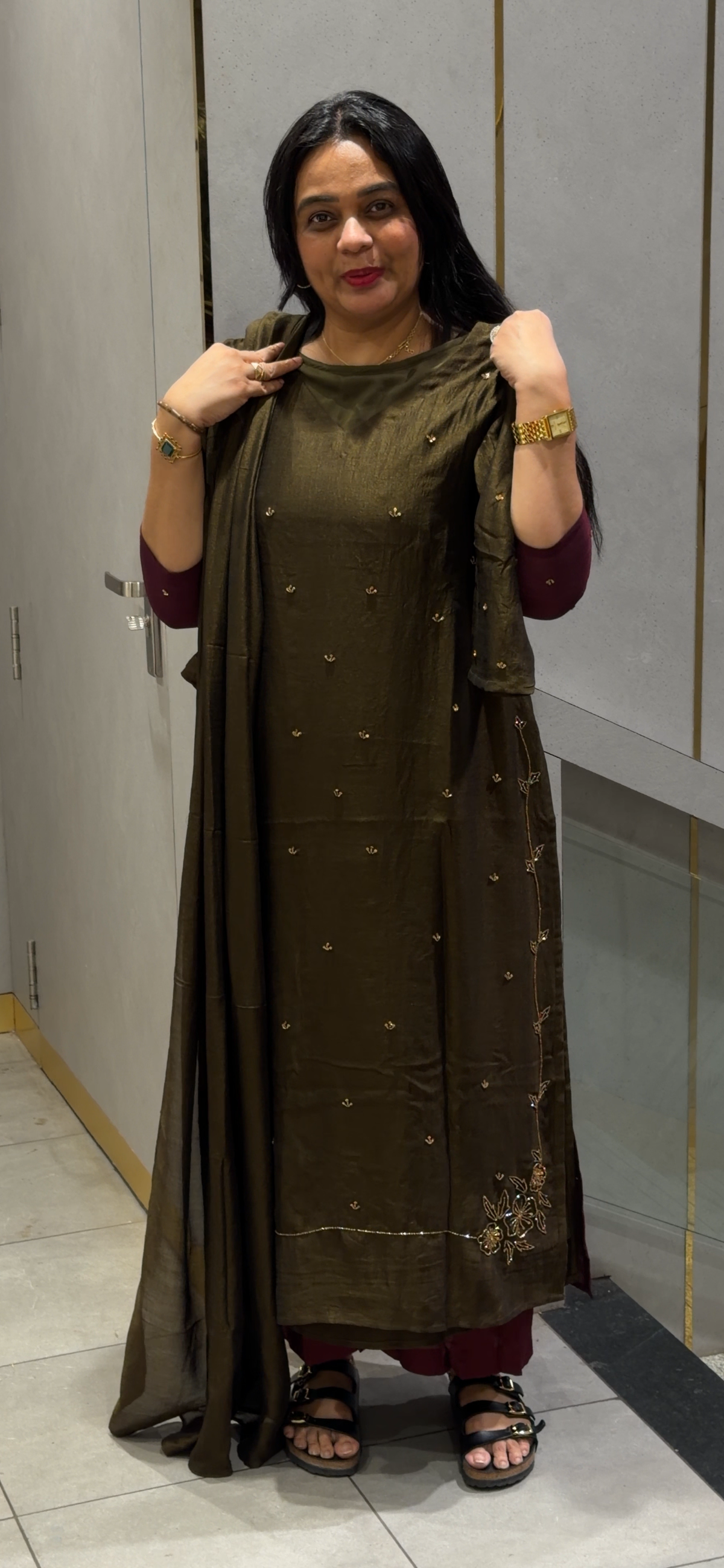 IHA'S IN-HOUSE SEMI RAW SILK TOP, BOTTOM AND DUPATTA - IHA 35293