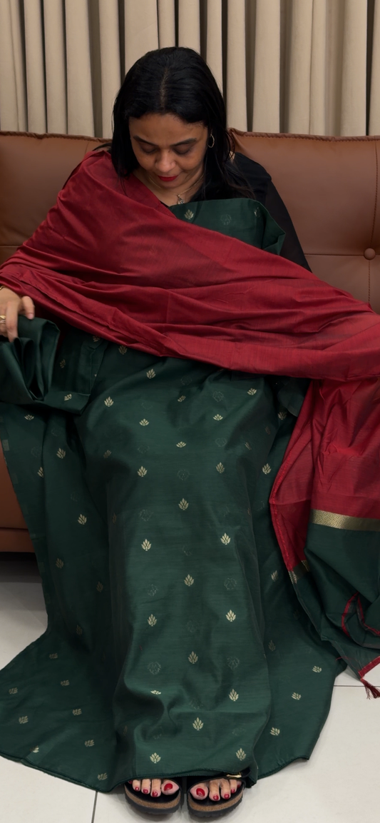 SLUB SILK UNSTITCHED SALWAR SUITS - IHA 34381