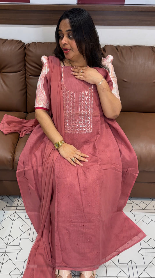 NET KOTA UNSTITCHED SALWAR SIUITS - IHA 27687