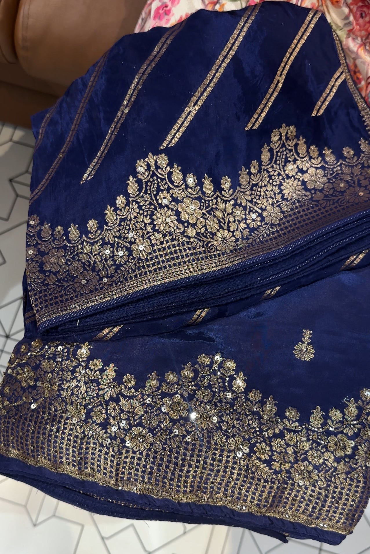 HAND WORKED UNSTITCHED SALWAR SUITS- IHA 26142