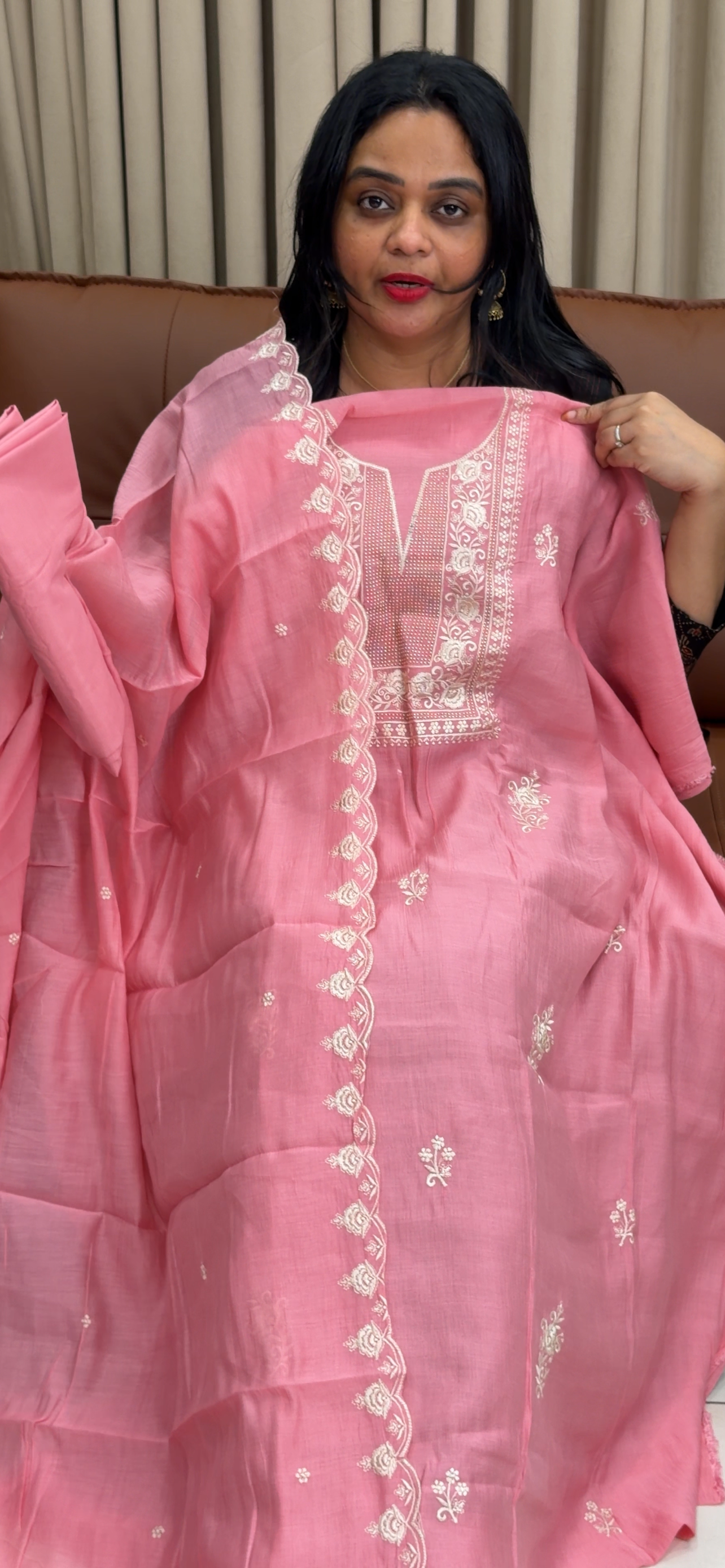 MUL CHANDERI UNSTITCHED SALWAR SUITS - IHA 34481