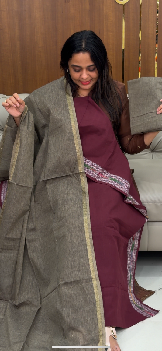 HANDLOOM COTTON UNSTITCHED SALWAR SUITS - IHA 29286