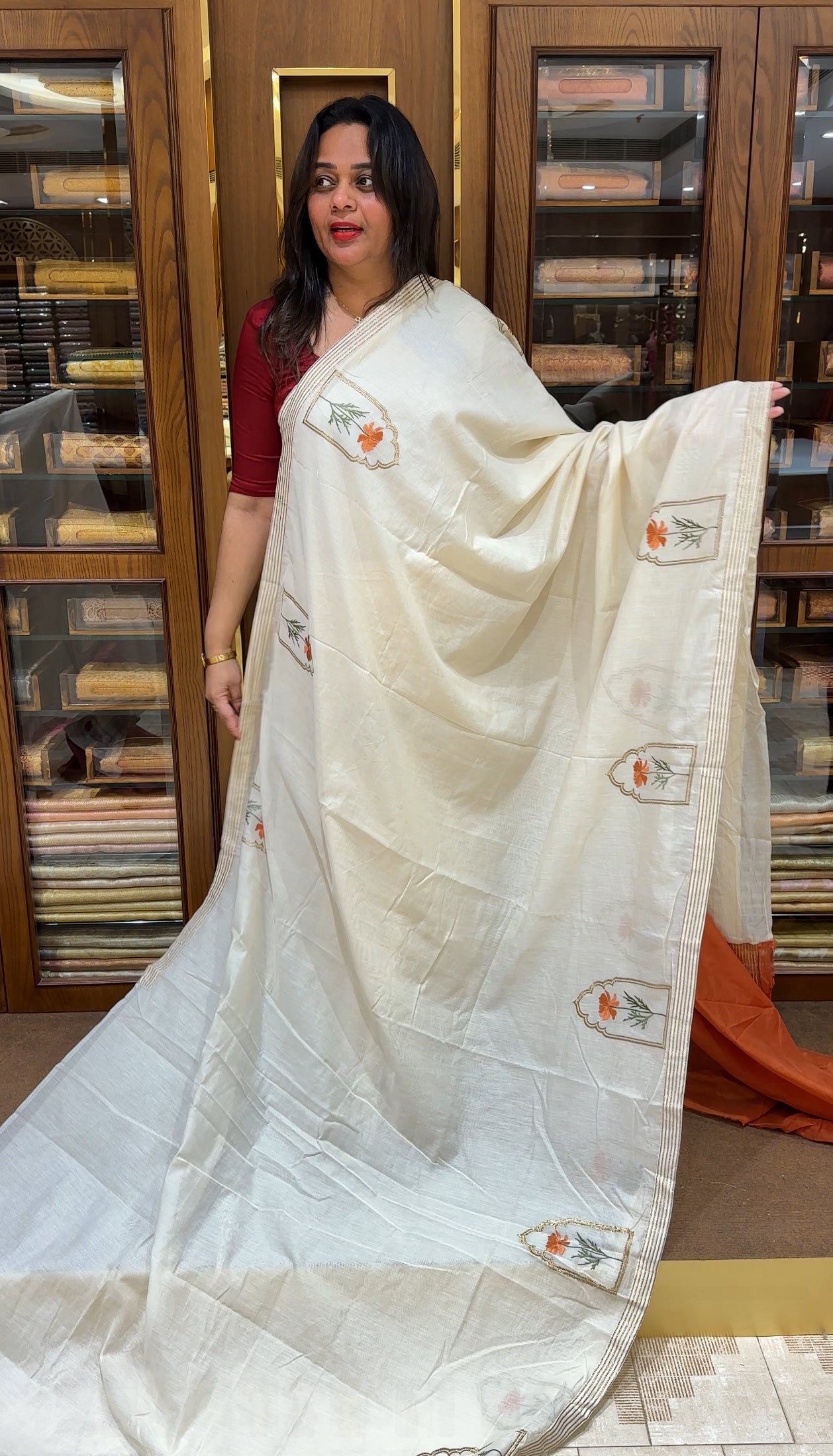 IHA'S IN-HOUSE MALAI CHANDERI SAREES - IHA 26042