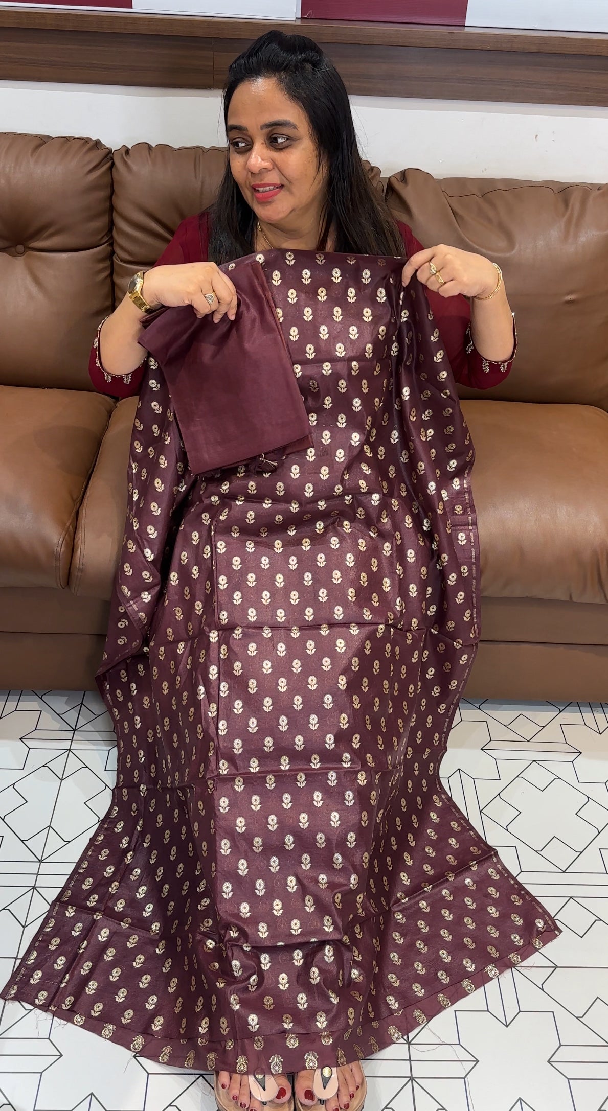 CHANDERI UNSTITCHED SALWAR SUIST - IHA 28047