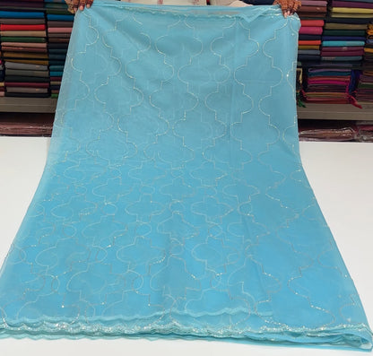 HAND WORKED SOFT NET SAREE - IHA 16377