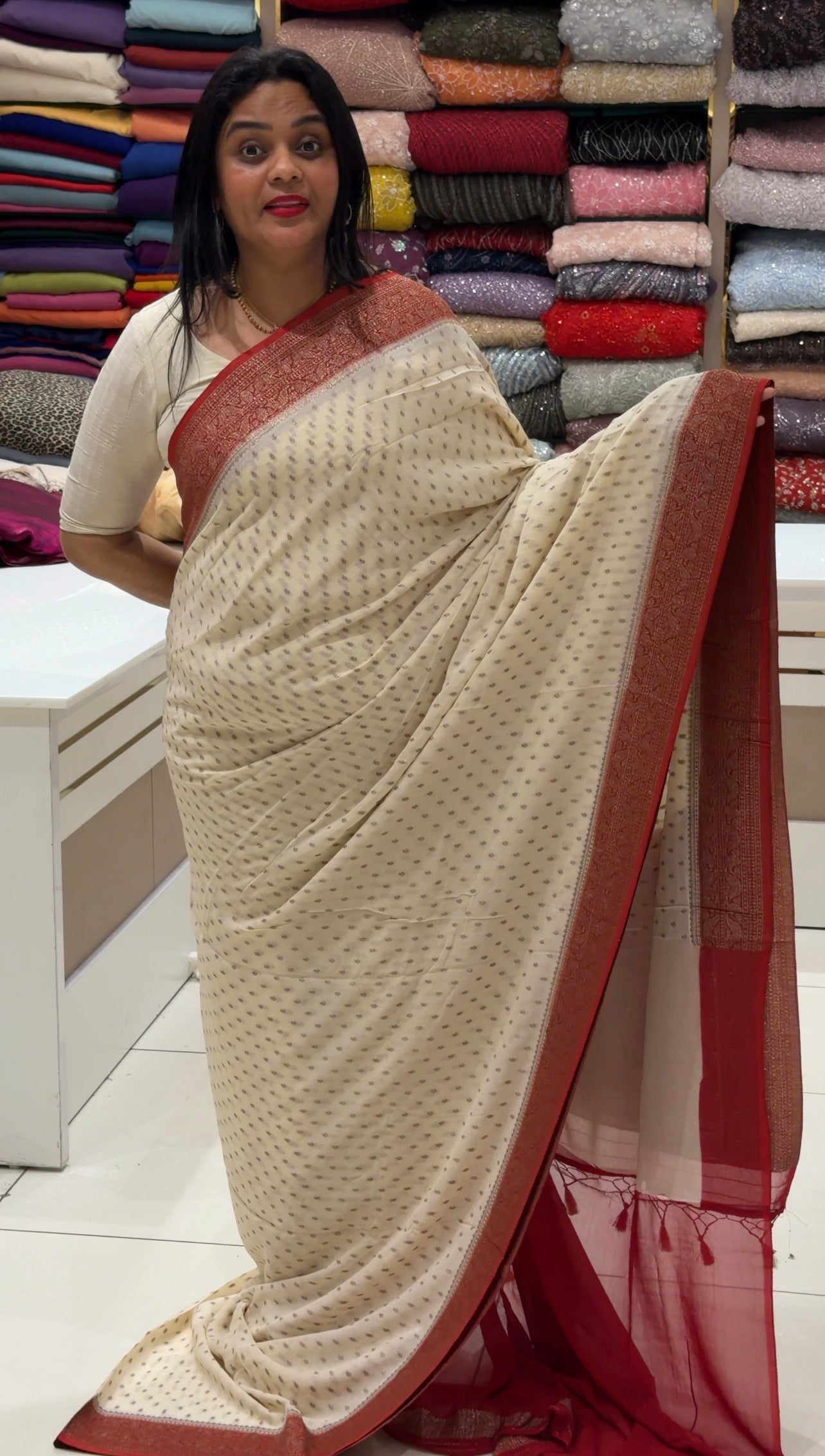 GEORGETTE BANARASI SAREES - IHA 34006