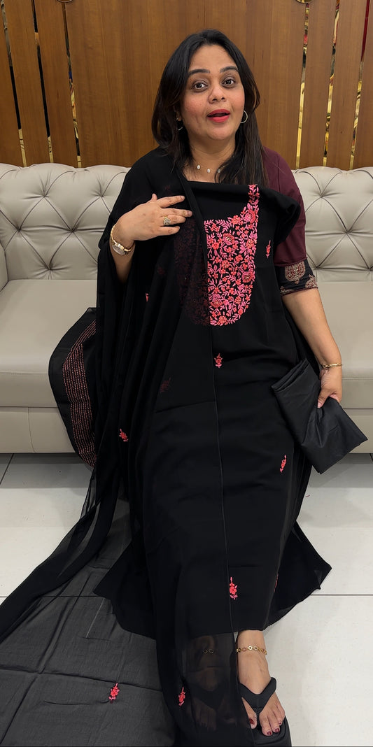 FORWARD FAUX GEORGETTE UNSTITCHED SALWARSUITS - IHA 28434