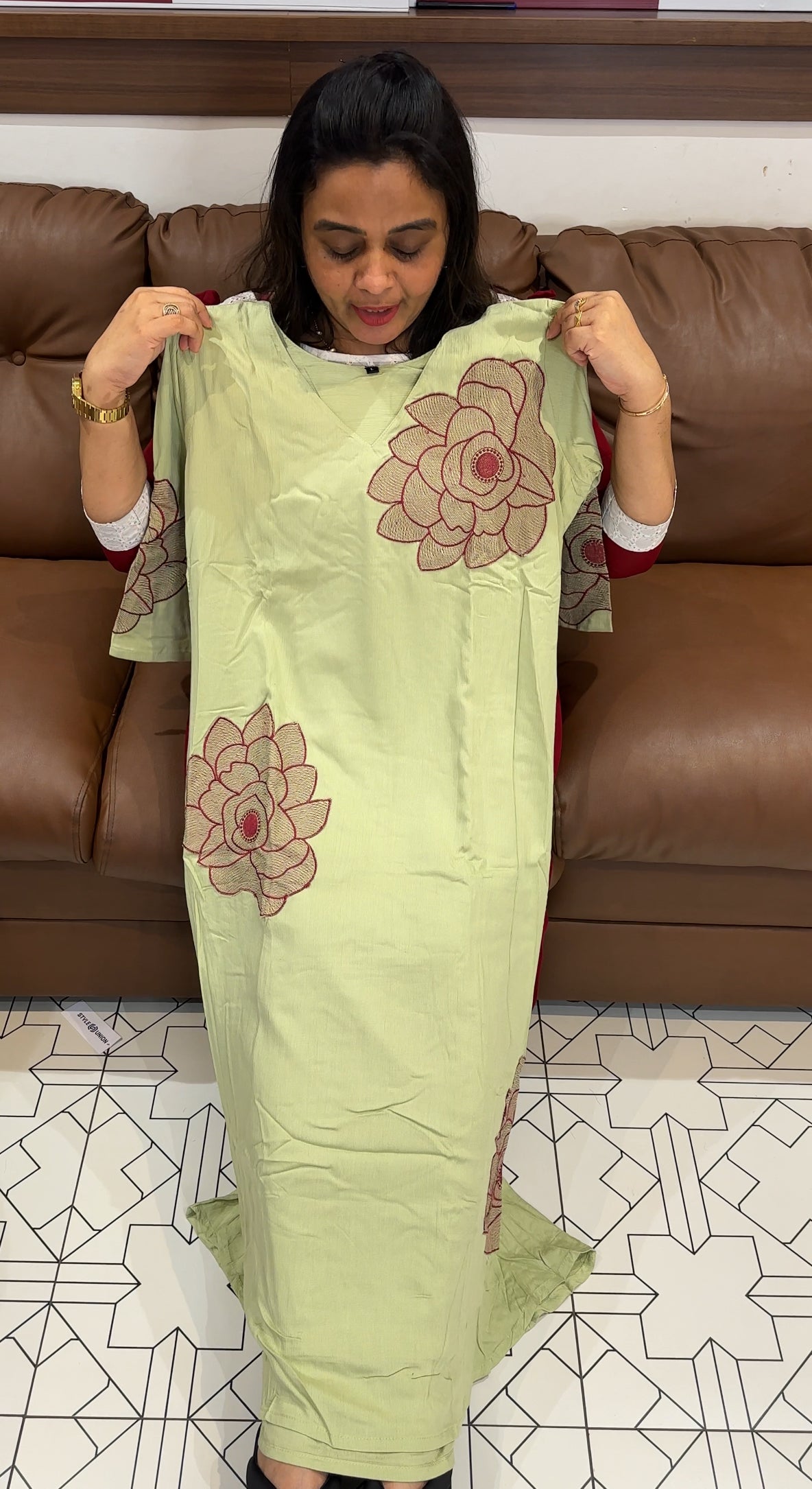 CRUSHED RAYON LONG TOPS - IHA 27843