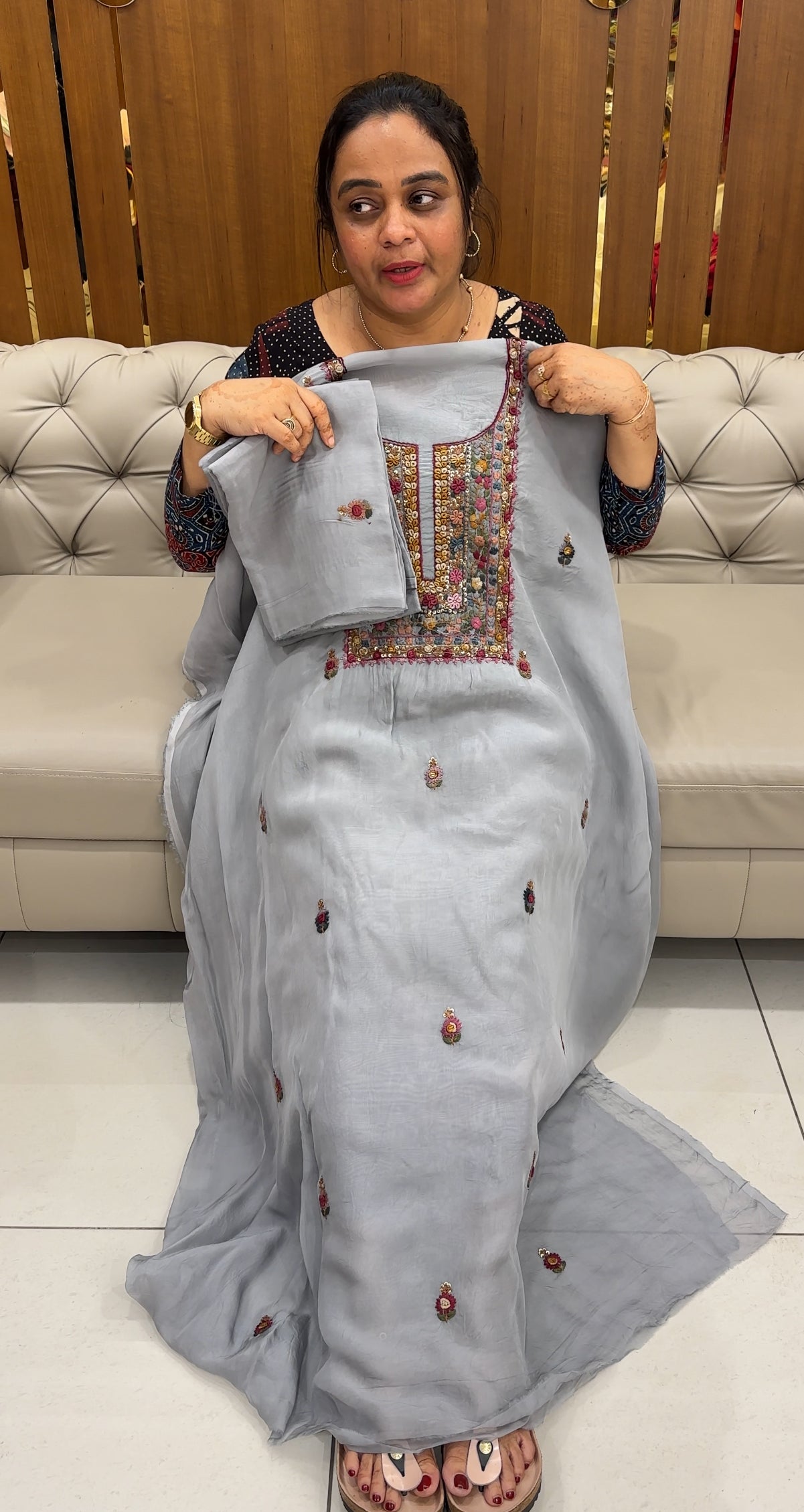 VISCOSE ORGANZA UNSTITCHED SALWAR SUITS - IHA 27623