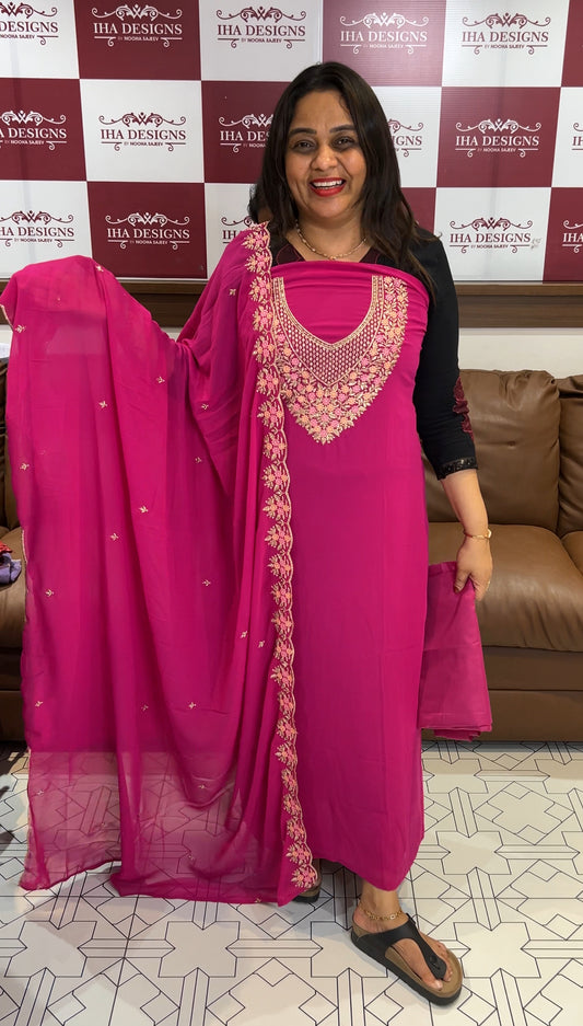FAUX GEORGETTE UNSTITCHED SALWAR SUITS - IHA 22424