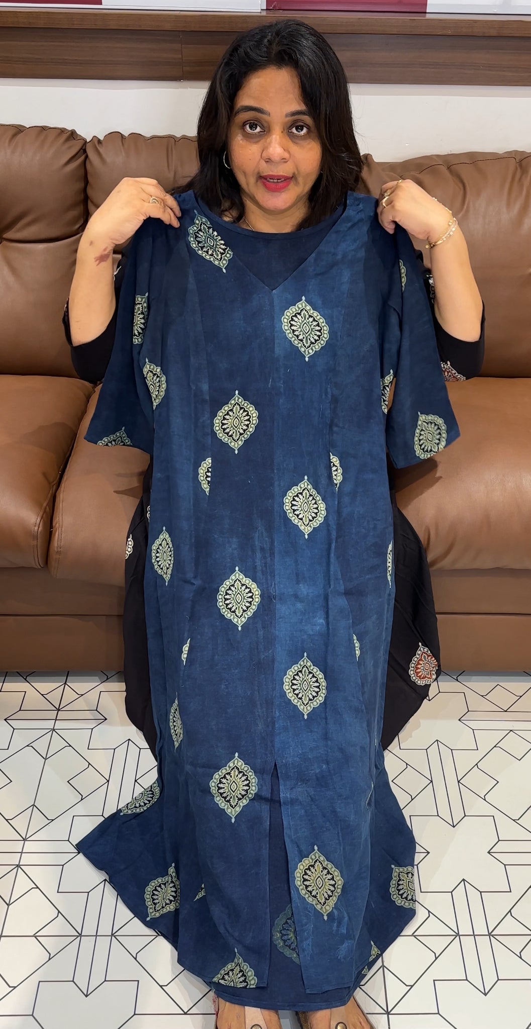 IHA'S IN-HOUSE COTTON AJRAKH LONG TOPS - IHA 26360