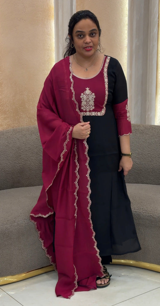 FORWARD MALAI CHANDERI TOP, BOTTOM AND DUPATTA - IHA 35004