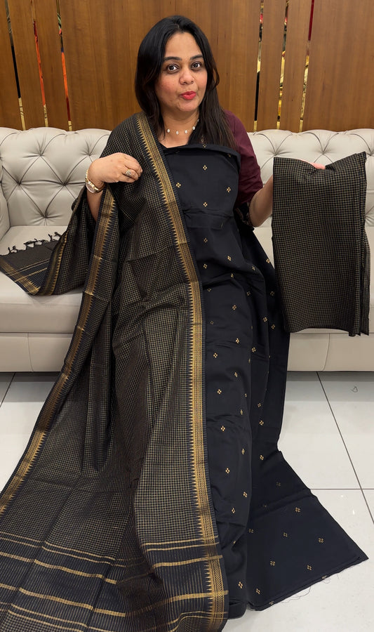 HANDLOOM COTTON UNSTITCHED SALWAR SUITS - IHA 29169