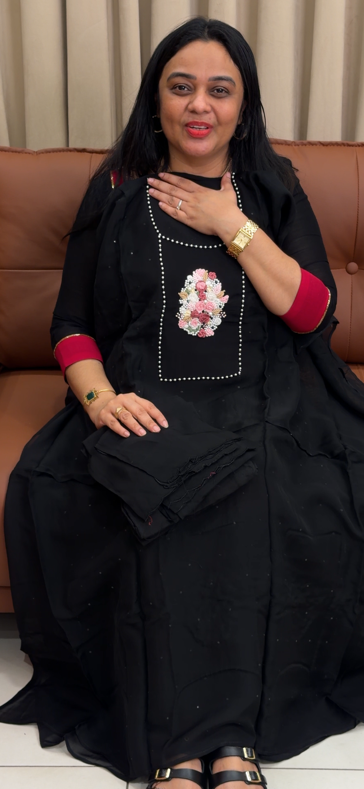 HANDWORKED UNSTITCHED SALWAR SUITS - IHA 35420