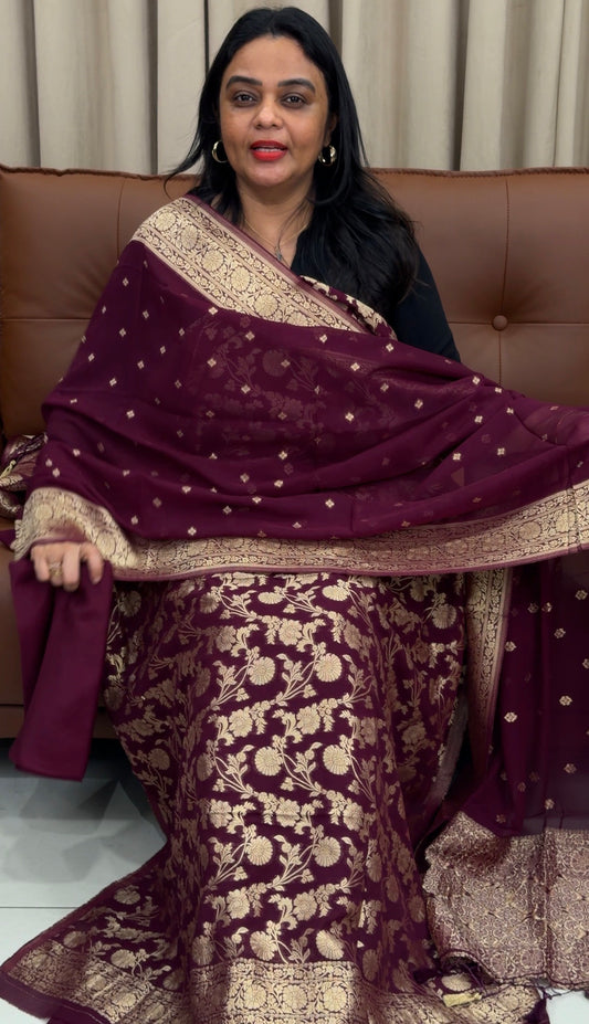 GEORGETTE BANARASI UNSTITCHED SALWAR SUITS - IHA 33445