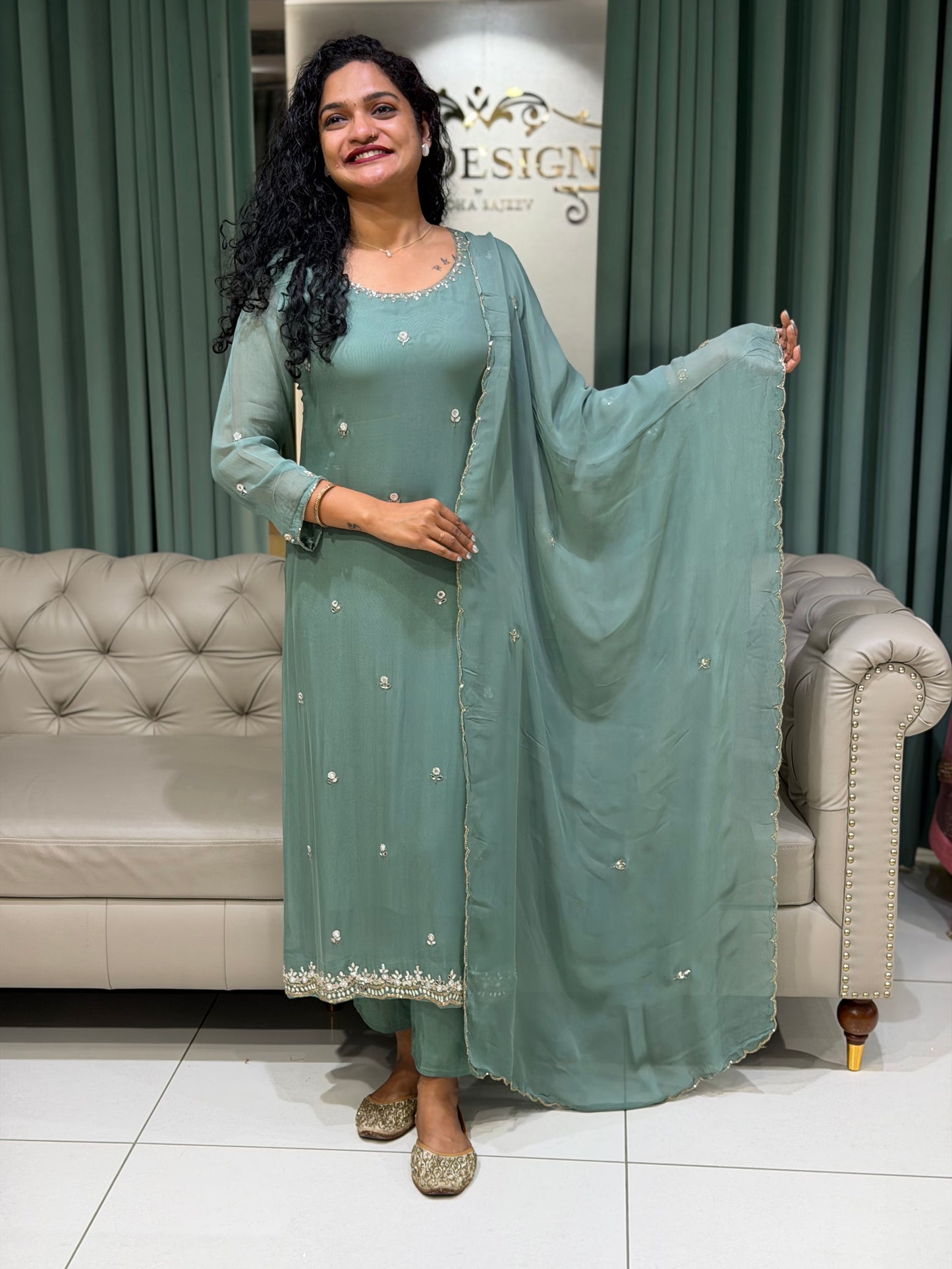 PARTY WEAR TOP, BOTTOM AND DUPATTA - IHA 29816