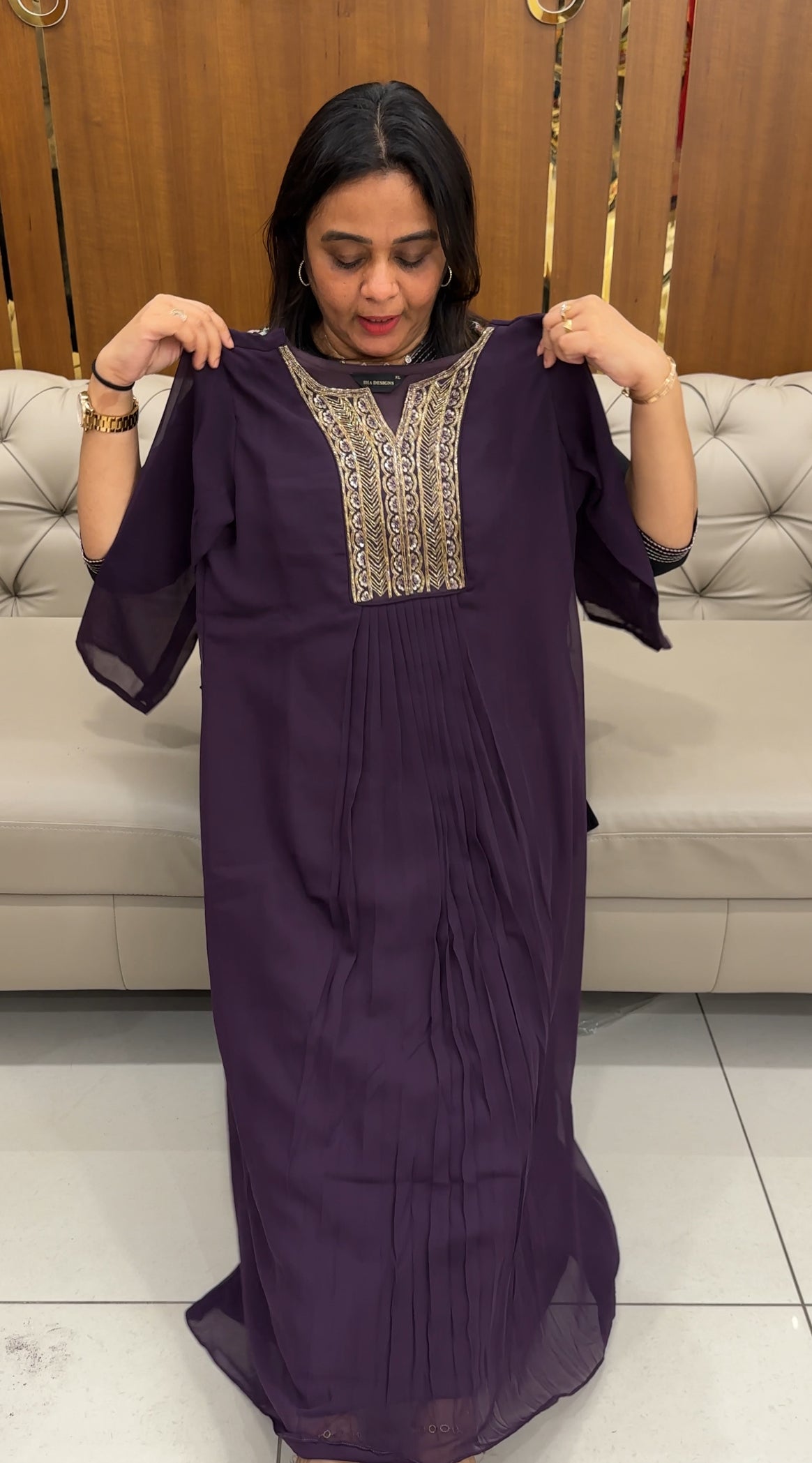 FAUX GEORGETTE LONG TOPS - IHA 28318