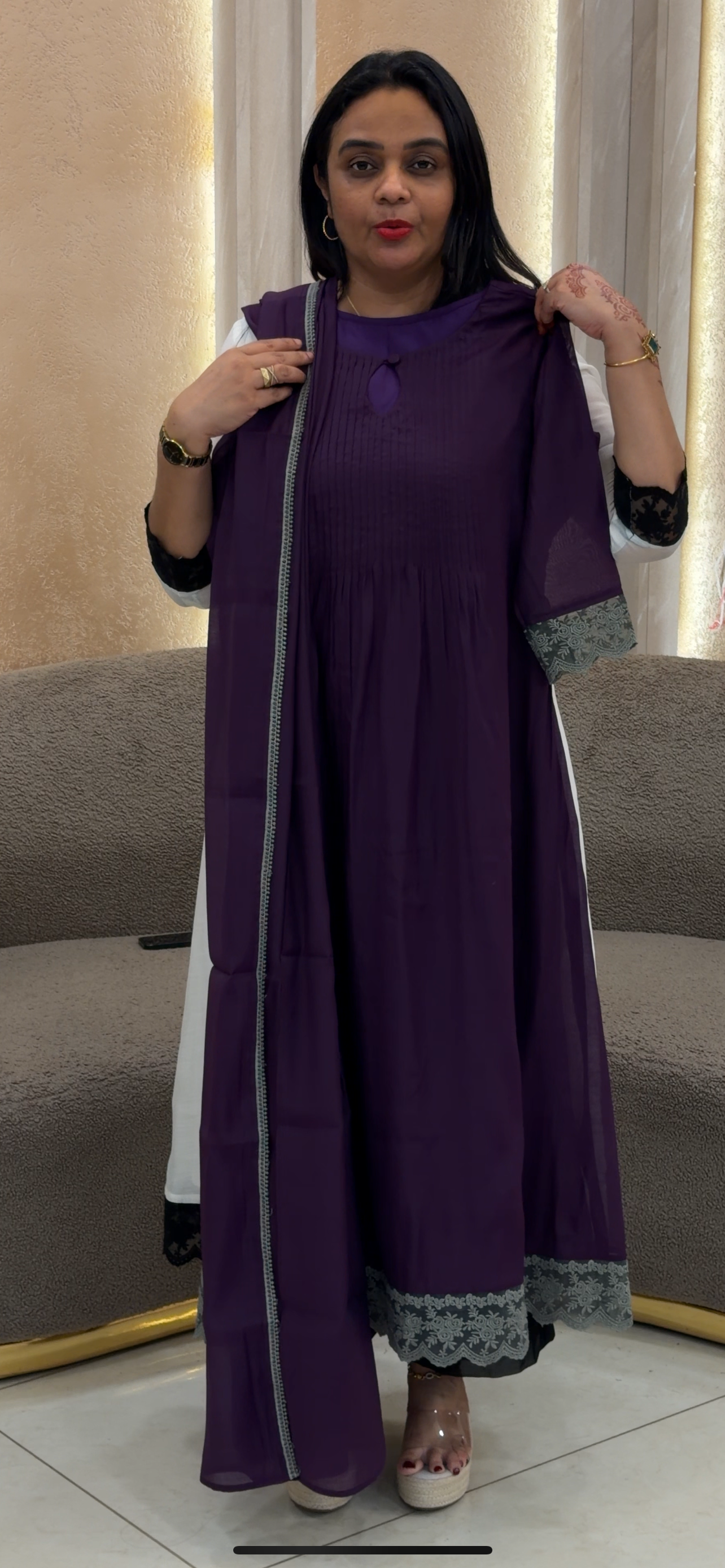 IHA'S IN-HOUSE MUL CHANDERI ALIEN TOP AND DUPATTA -  IHA 33756
