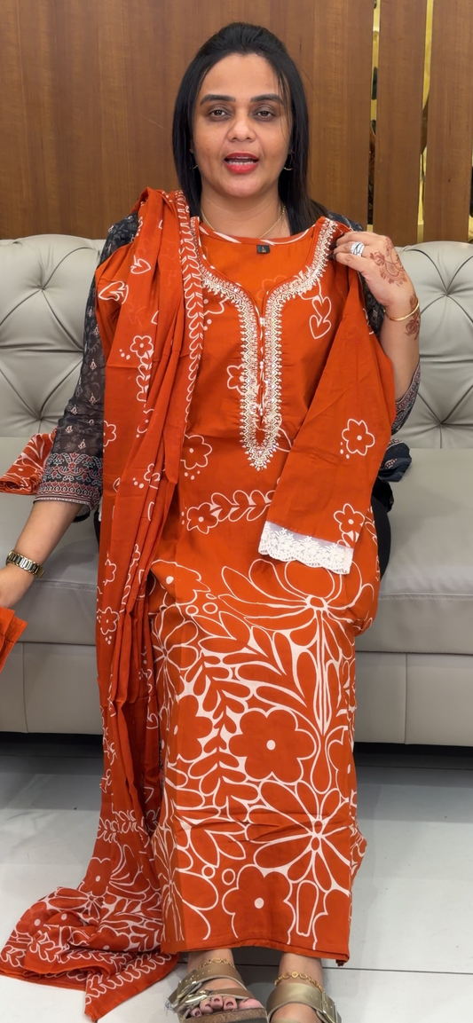 MUL MUL TOP, BOTTOM AND DUPATTA - IHA 31427