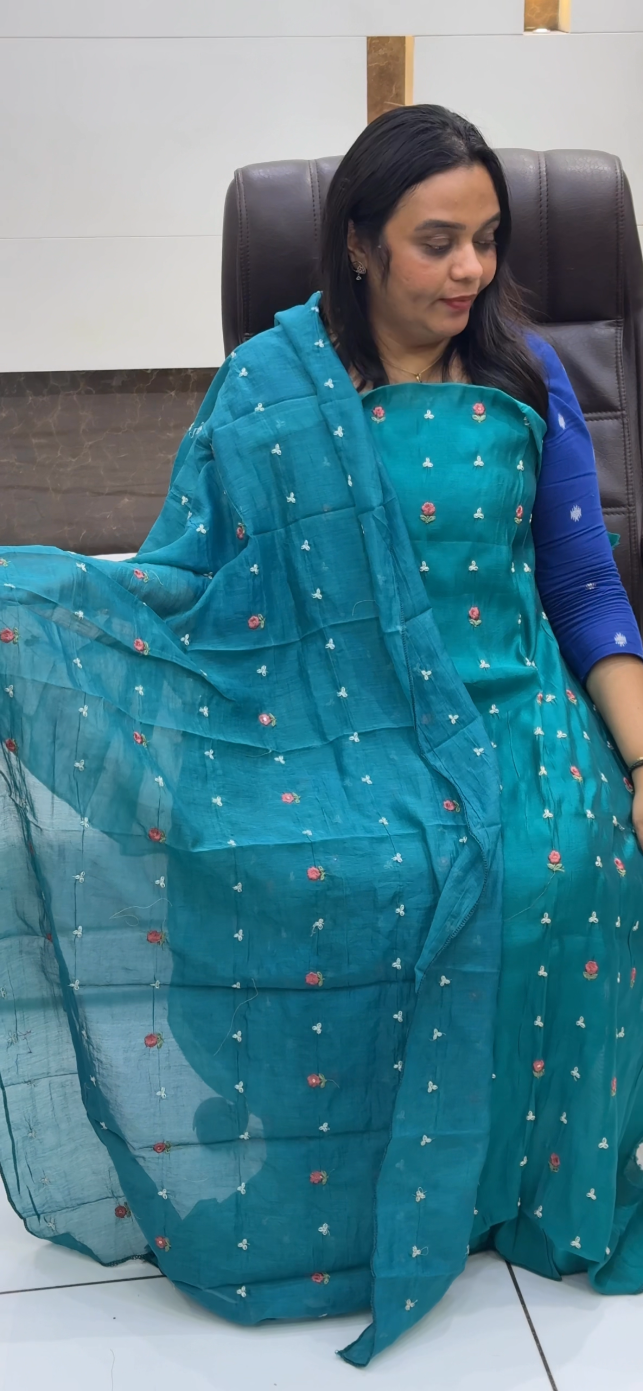 MUL CHANDERI UNSTITCHED SALWAR SUITS - IHA 33179