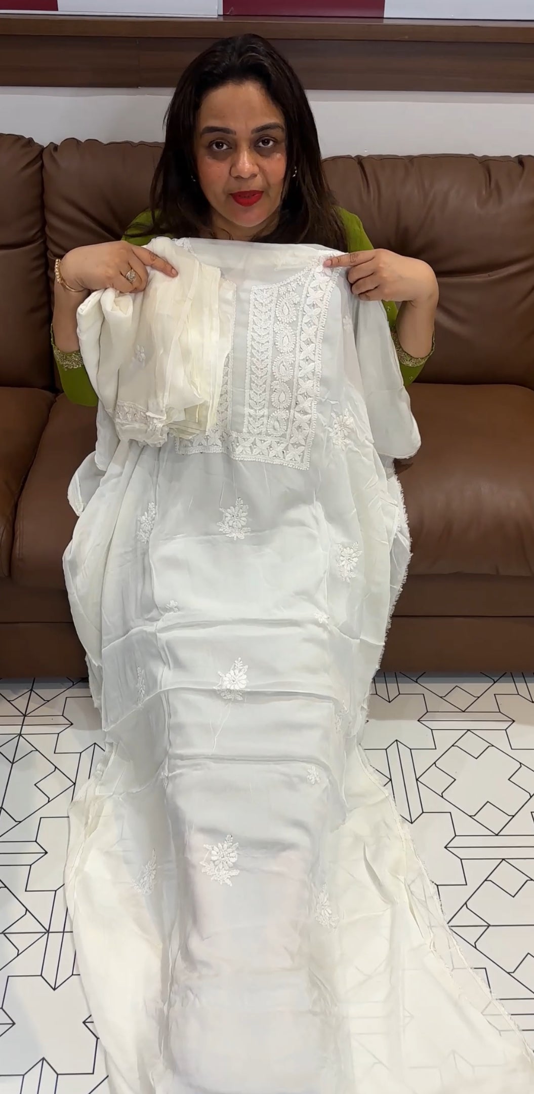 CHIKANKARI UNSTITCHED SALWAR SUITS - IHA 22154