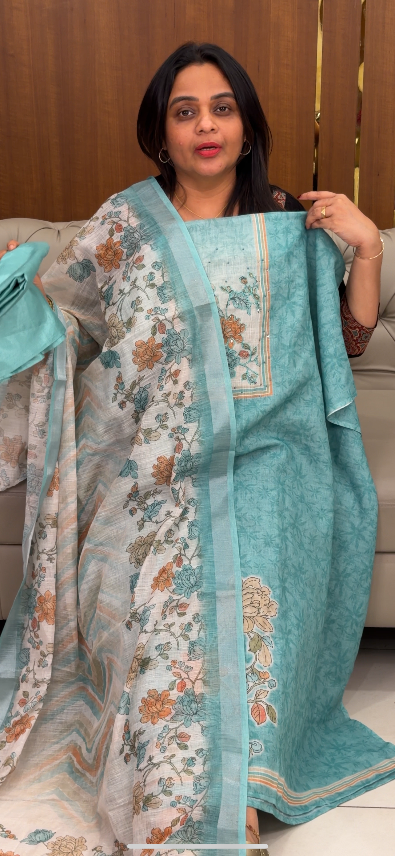 COTTON LINEN UNSTITCHED SALWAR SUITS - IHA 29762