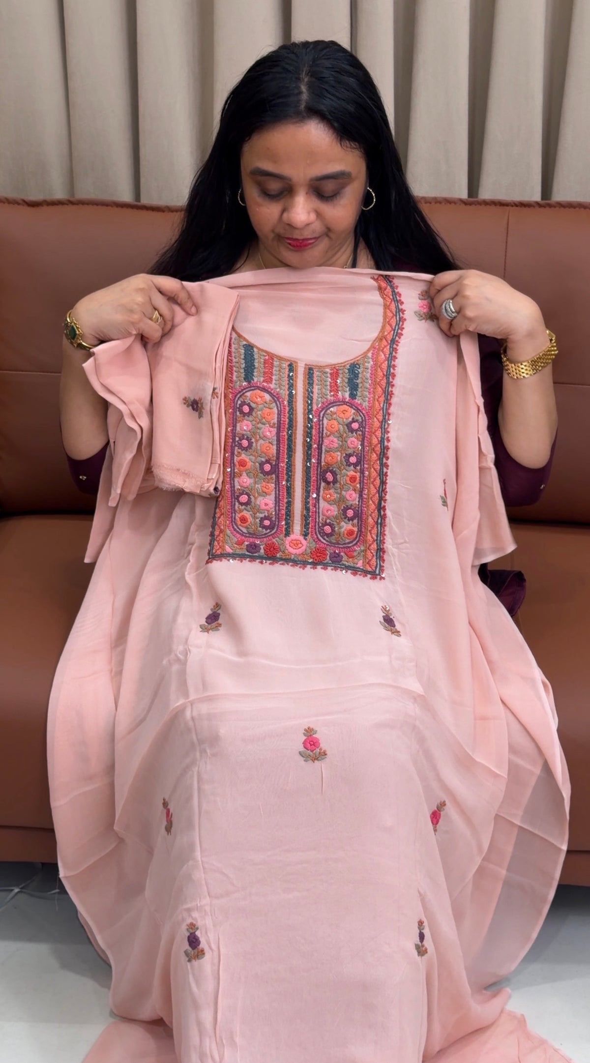 HANDWORKED UNSTITCHED SALWAR SUITS - IHA 35318