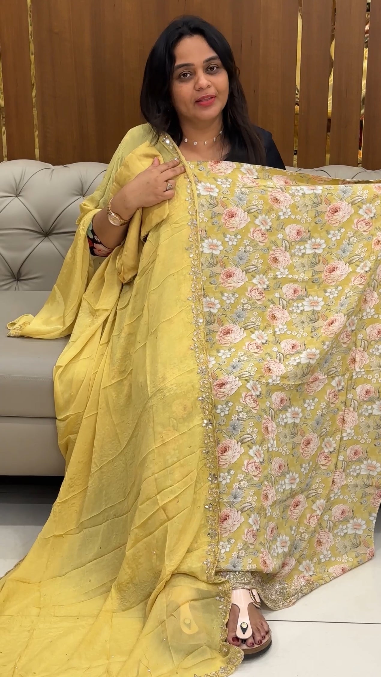 PRINTED CRAPE SILK UNSTITCHED SALWAR SUITS - IHA 28674