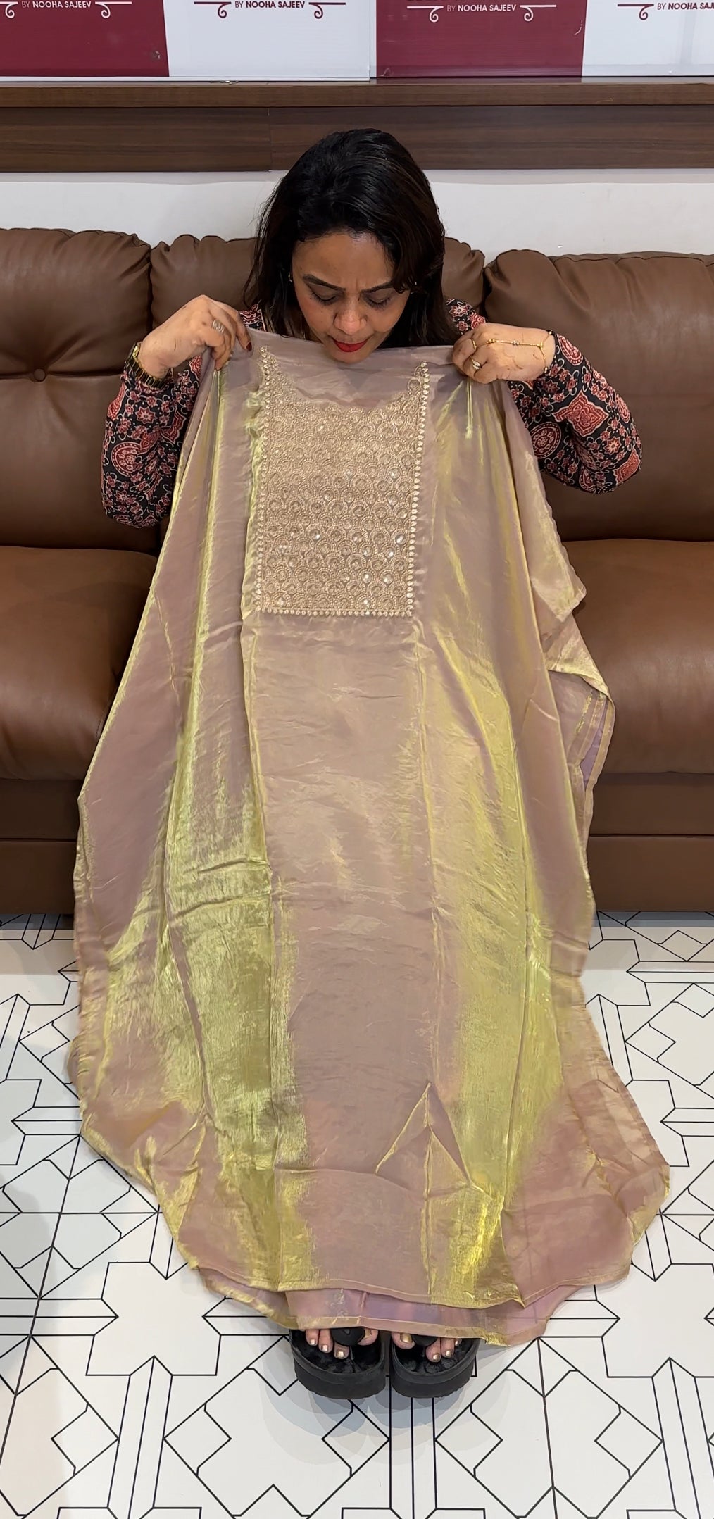 VELVET ORGANZA UNSTITCHED SALWAR SUITS - IHA 24622