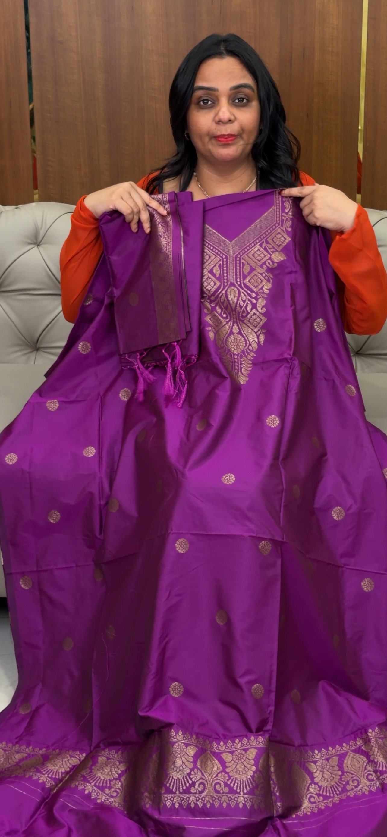 SEMI BANARASI UNSTITCHED SALWAR SUITS - IHA 32570
