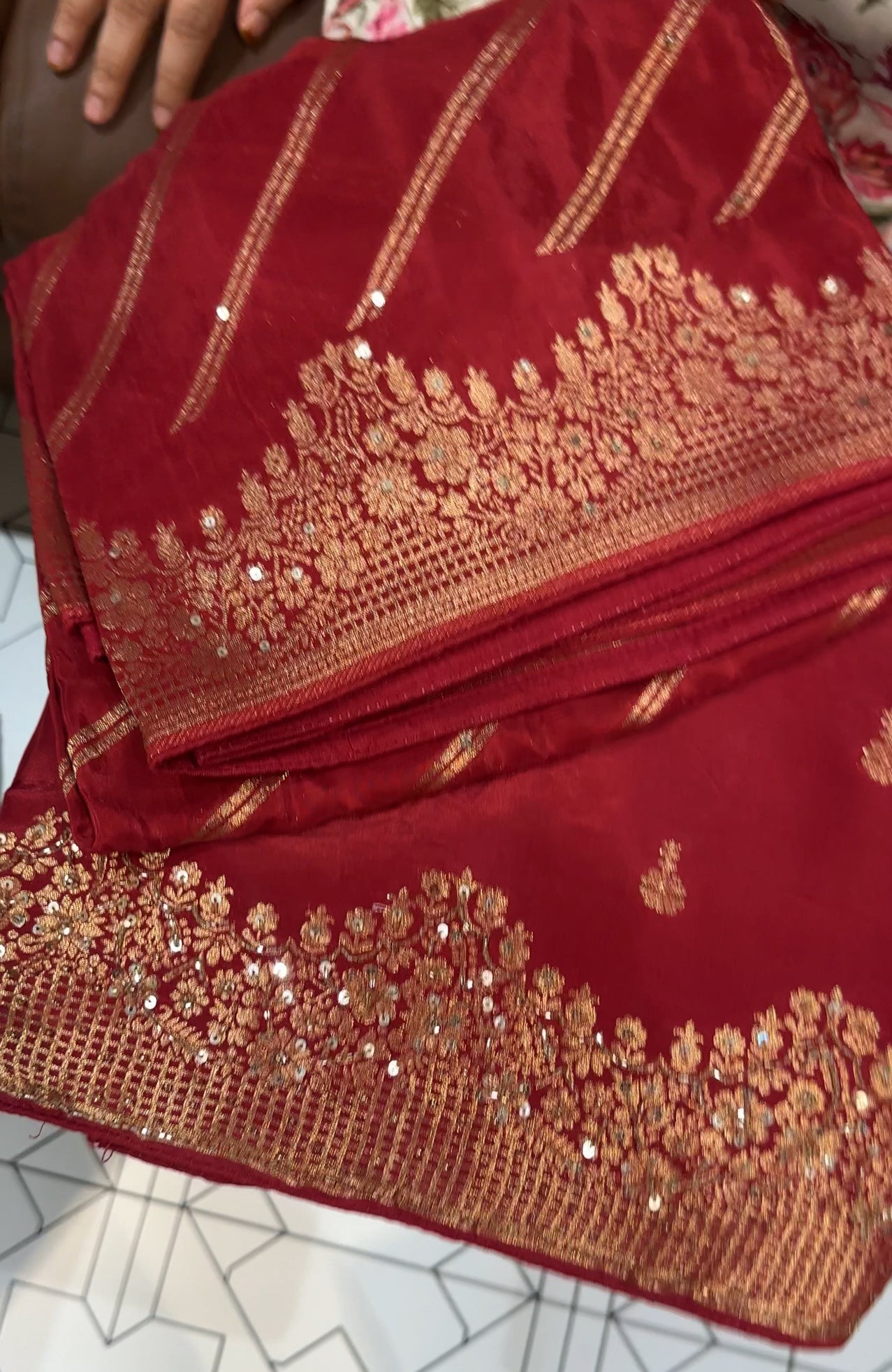 HAND WORKED UNSTITCHED SALWAR SUITS- IHA 26142