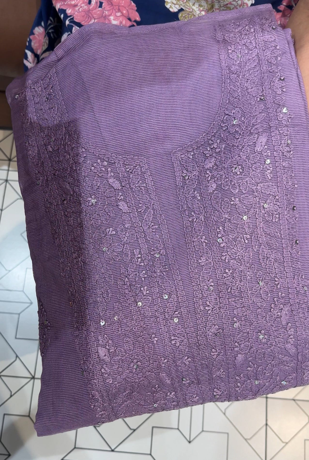 NET KOTA CHIKANKARI UNSTITCHED SALWAR SUITS - IHA 26550