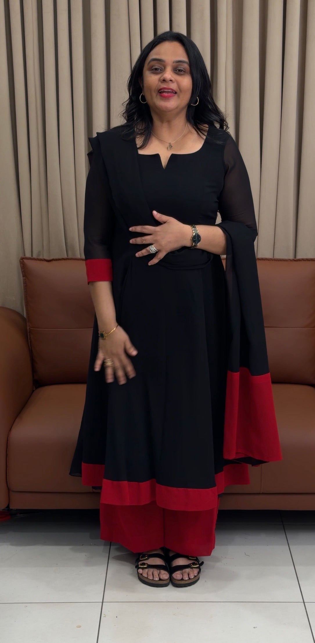 IHA'S IN-HOUSE GEORGETTE ALINE TOP AND DUPATTA - IHA 35028