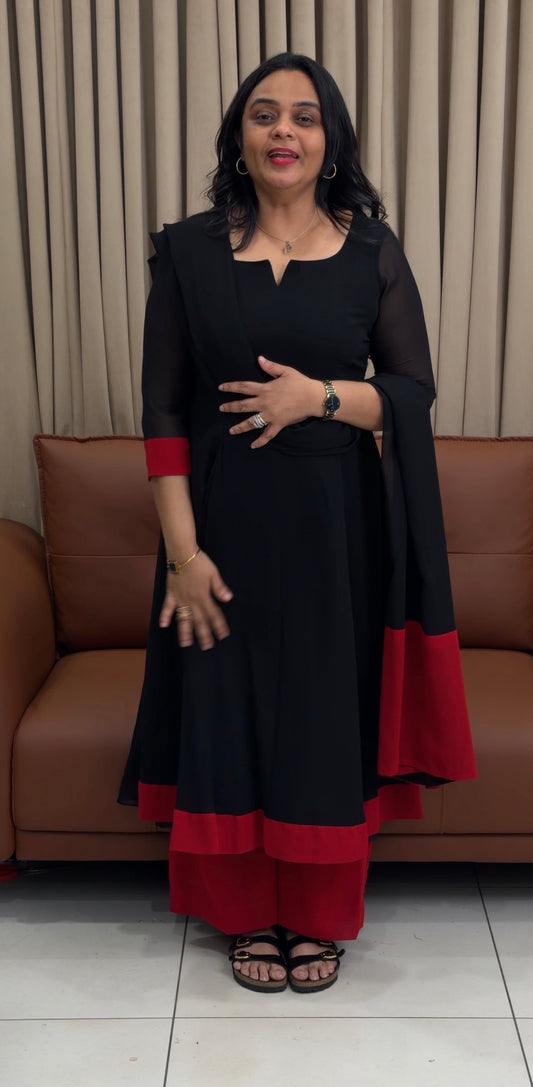 IHA'S IN-HOUSE GEORGETTE SLITTED TOP AND DUPATTA - IHA 35029