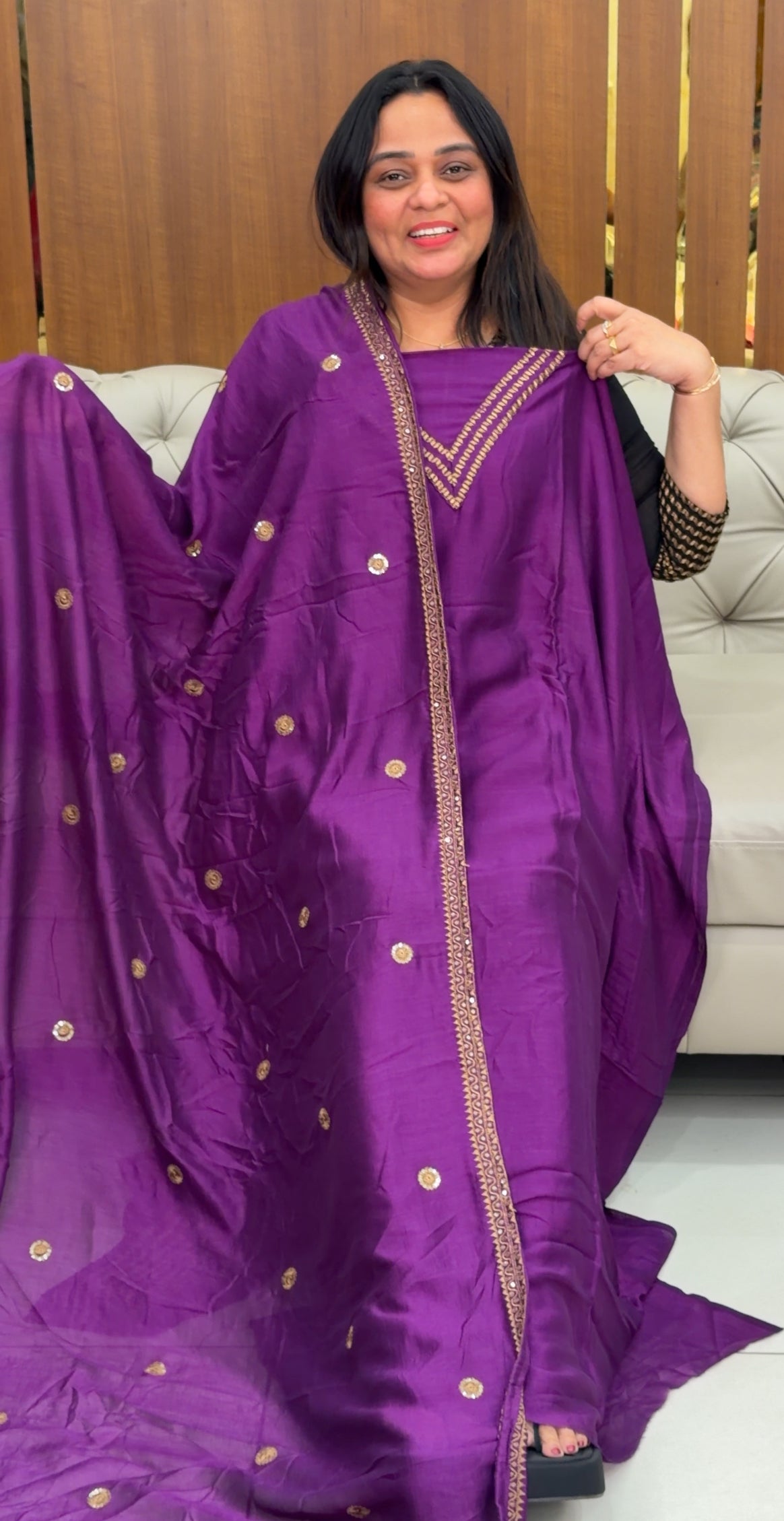 IHA'S IN-HOUSE SEMI RAW SILK TOP,BOTTOM AND DUPATTA - IHA 29258