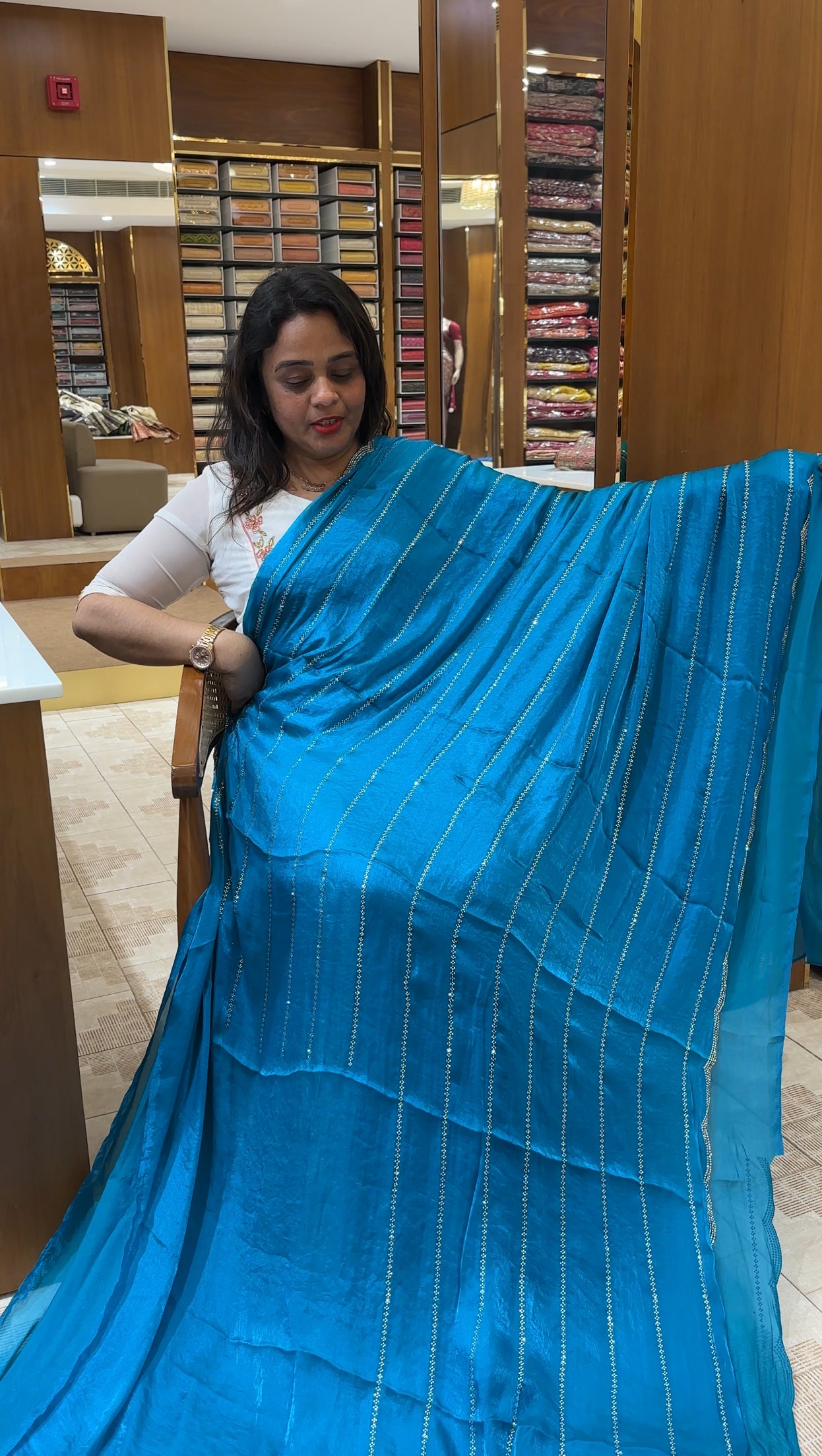 VELVET ORGANZA SAREES - IHA 26816