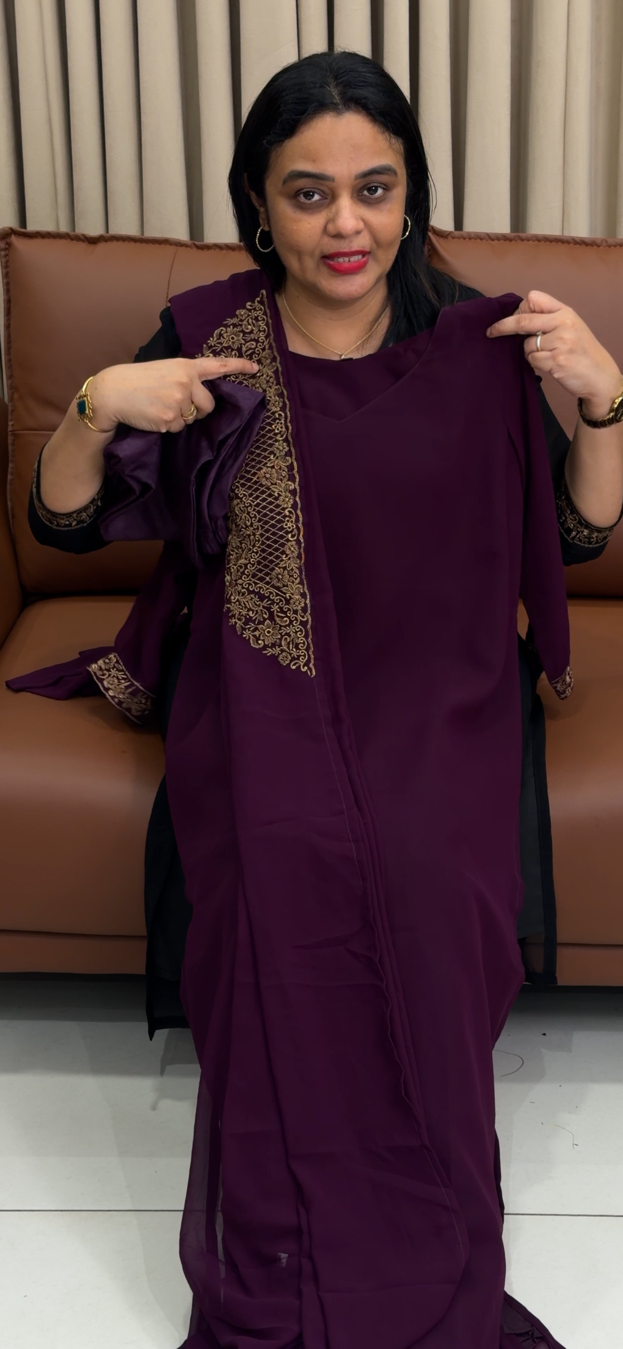 FAUX GEORGETTE TOP, BOTTOM AND DUPATTA - IHA 34379