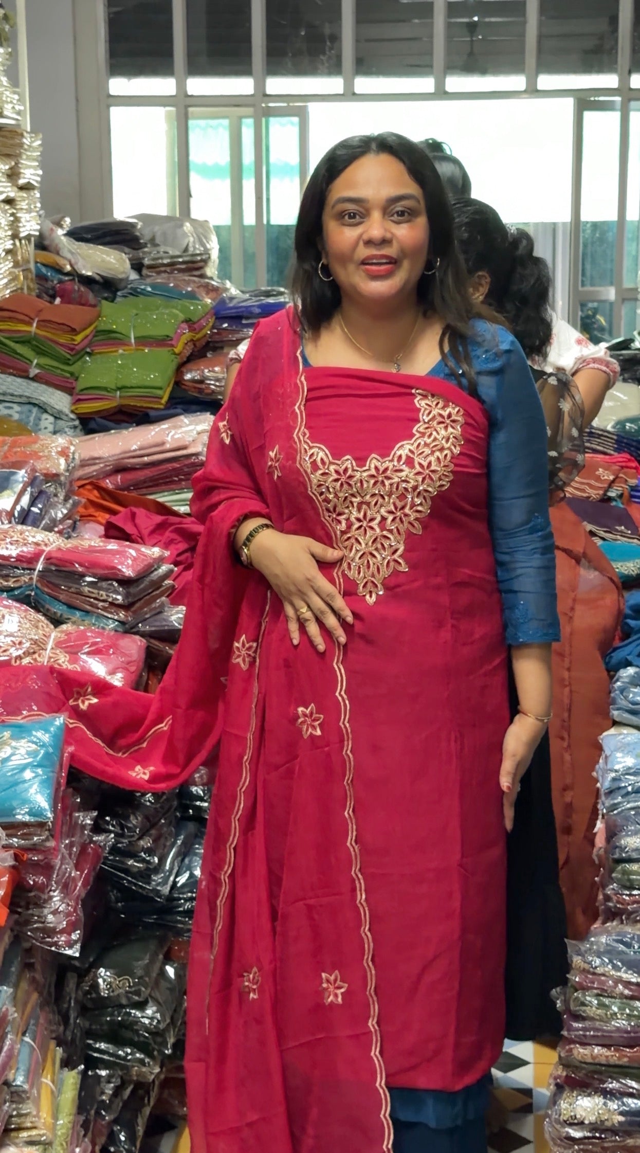 HAND CUT WORKED UNSTITCHED SALWAR SUITS - IHA 31166