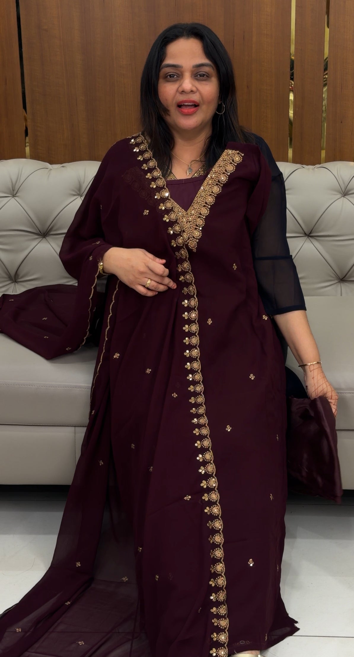 IHA'S IN-HOUSE GEORGETTE TOP,BOTTOM AND DUPATTA - IHA 30388